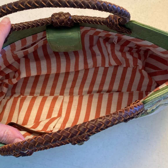 VTG Tommy Hilfiger Scenic Print Satchel with Brown Handles - Picture 3 of 12